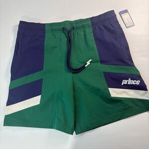 NWT Prince Blue Pickleball Gear Green Blue Athletic Zip Pocket Shorts SzL